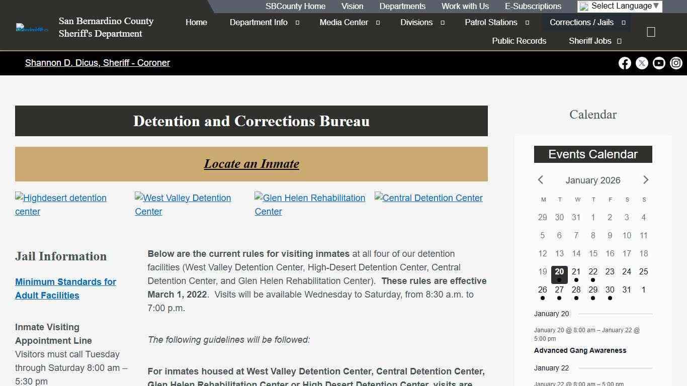 Corrections / Jails – San Bernardino County Sheriff's Department